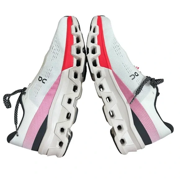 On Women’s Cloudmonster 2 Ivory Red Comfy Lightweight Running Shoes Size 9 - Picture 7 of 10